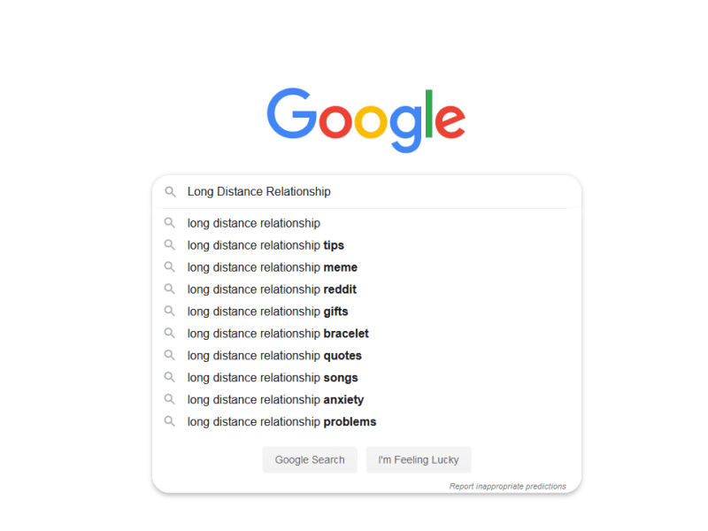 Long Distance Relationship Based on our Google Search&nbsp;History
